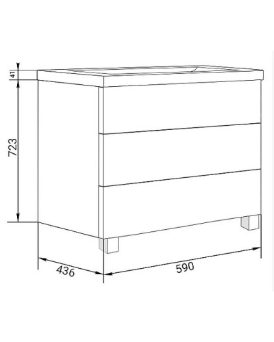 Тумба бетон/белый 59 см Marka One Mix У69538