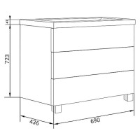 Тумба бетон/белый 69 см Marka One Mix У69539