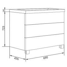 Тумба бетон/белый 69 см Marka One Mix У69539