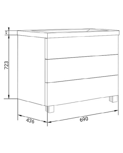 Тумба белый глянец 69 см Marka One Mix У69542