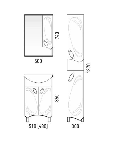 Тумба белый глянец 48 см Corozo Лидер SD-00000318