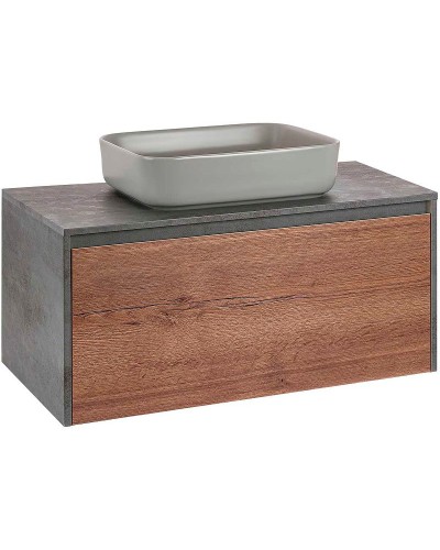 Тумба под раковину Vincea Mesa 100 VMC-2MS100TB подвесная T.Oak  Beton