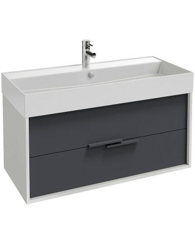 Тумба под раковину Jacob Delafon Vivienne 100 EB1585-N18-M76 подвесная Насыщенная серая матовая Белая глянцевая