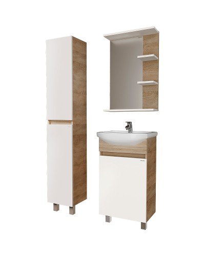 Тумба под раковину Grossman Поло 45 104501 Дуб сонома светлый Белая глянцевая