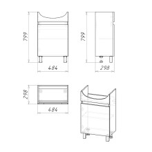 Тумба под раковину Grossman Поло 50 105004 Дуб сонома светлый Белая глянцевая