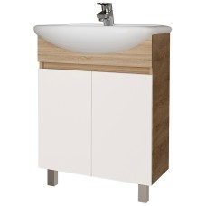 Тумба под раковину Grossman Поло 60 106011 Дуб сонома светлый Белая глянцевая