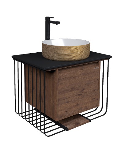 Тумба под раковину Grossman Винтаж 70 107007 подвесная Веллингтон Черная