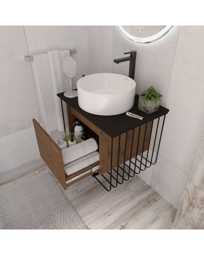 Тумба под раковину Grossman Винтаж 70 107007 подвесная Веллингтон Черная