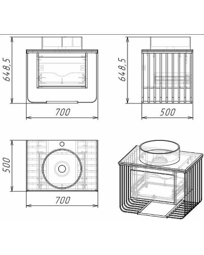 Тумба под раковину Grossman Винтаж 70 107007 подвесная Веллингтон Черная