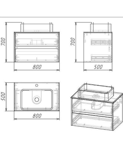 Тумба под раковину Grossman Эдванс 80 108010 подвесная Цемент светлый