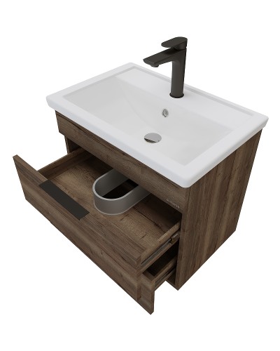 Тумба под раковину Grossman Форта 70 1070032 подвесная Темный дуб галифакс