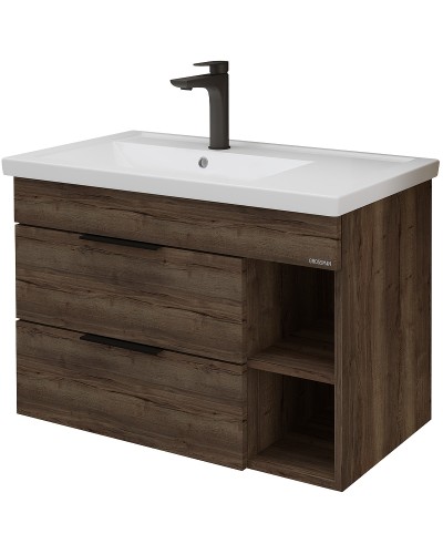 Тумба под раковину Grossman Форта 80 1080042 подвесная Темный дуб галифакс