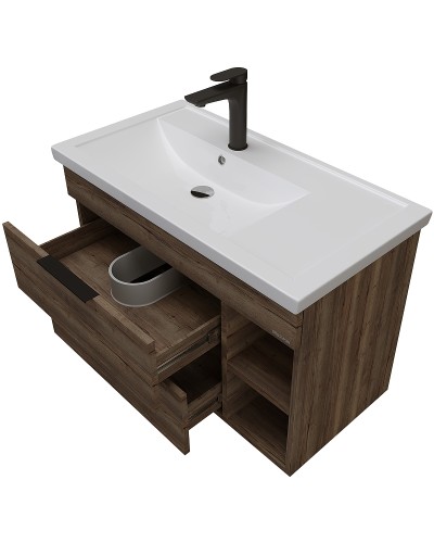 Тумба под раковину Grossman Форта 80 1080042 подвесная Темный дуб галифакс