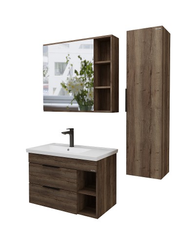 Тумба под раковину Grossman Форта 80 1080042 подвесная Темный дуб галифакс