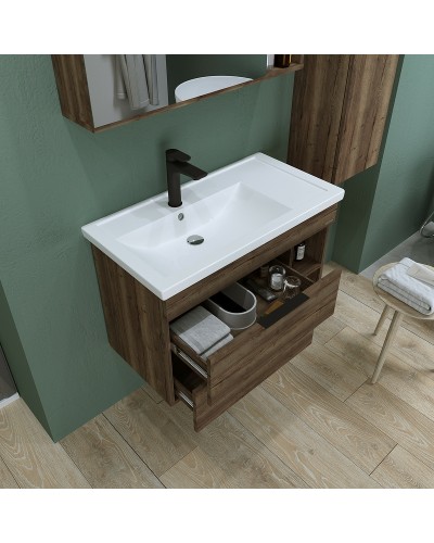 Тумба под раковину Grossman Форта 80 1080042 подвесная Темный дуб галифакс