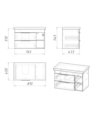 Тумба под раковину Grossman Форта 80 1080042 подвесная Темный дуб галифакс