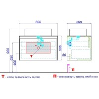 Тумба бетон светлый 80 см Aqwella 5 Stars Mobi MOB0108BS/ MOB0708BS/ T