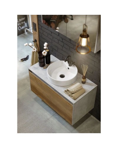 Тумба бетон светлый/ дуб балтийский 100 см Aqwella 5 Stars Mobi MOB0110BS/ MOB0710DB/ T