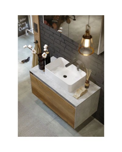 Тумба бетон светлый/ дуб балтийский 100 см Aqwella 5 Stars Mobi MOB0110BS/ MOB0710DB/ T