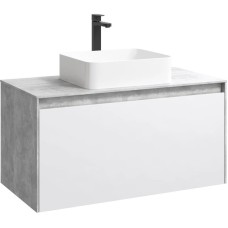 Тумба бетон светлый/ белый глянец 100 см Aqwella 5 Stars Mobi MOB0110BS/ MOB0710W/ T