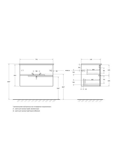 Тумба под раковину Cezares Duet 80 DUET-800-2C-SO-BO подвесная Bianco Opaco