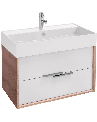 Тумба под раковину Jacob Delafon Vivienne 80 EB1667-E75-J5 подвесная Белая глянцевая Дуб давос натуральный