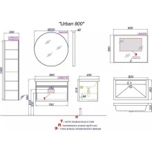 Тумба под раковину Aqwella Urban 80 URB0108DD подвесная Дуб Давос