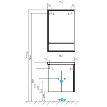 Тумба белый глянец/дуб крафт 58,2 см Акватон Флай 1A237301FAX10