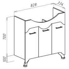 Тумба под раковину Bellezza Дрея 85 4631314000019 с бельевой корзиной Белая