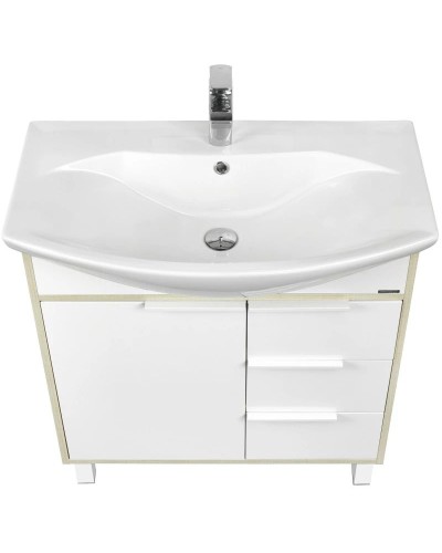 Тумба белый глянец/ясень фабрик 76 см Акватон Рико 1A215401RIB90