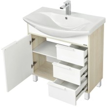 Тумба белый глянец/ясень фабрик 76 см Акватон Рико 1A215401RIB90