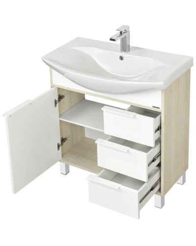 Тумба белый глянец/ясень фабрик 76 см Акватон Рико 1A215401RIB90