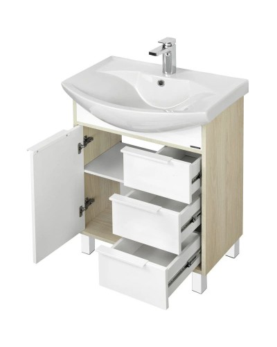 Тумба белый глянец/ясень фабрик 59,4 см Акватон Рико 1A213301RIB90