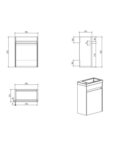 Тумба Bianco Lucido 39,4 см BelBagno Pietra Mini-400-1A-SO-BL-R