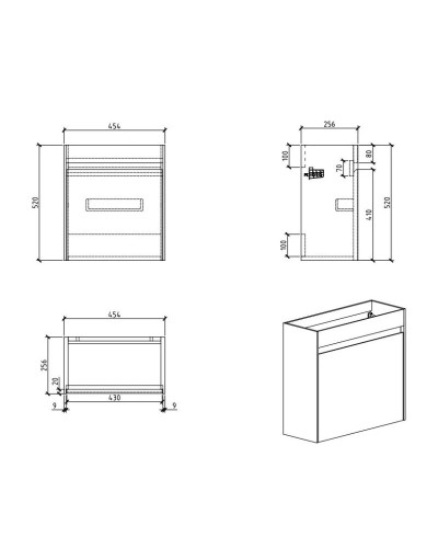 Тумба Stucco Cemento 45,4 см BelBagno Pietra Mini-460-1A-SO-SCM-R