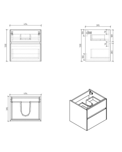 Тумба Bianco Lucido 49,4 см BelBagno Pietra Mini-500AS-2C-SO-BL