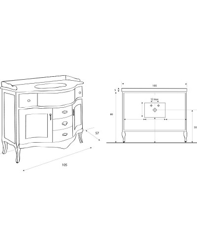 Тумба под раковину Cezares Rubino 105 RUBINO.BA.Noc Noce