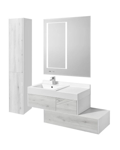 Тумба белый глянец/ольха наварра 99,6 см Акватон Сакура 1A234901SKW80