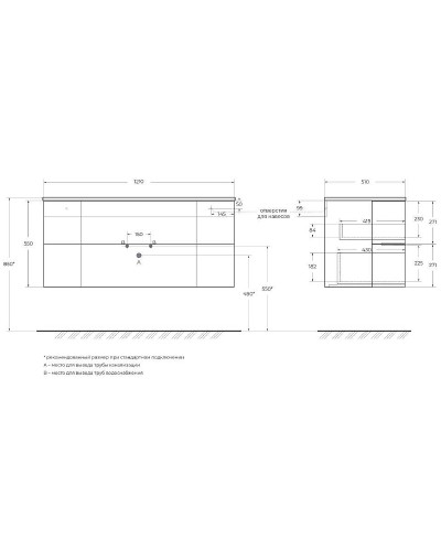 Тумба под раковину Cezares Eden 120 54861 подвесная Bianco Lucido