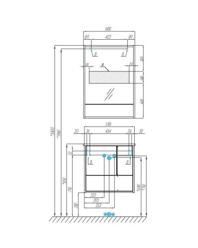 Тумба белый матовый 58,6 см Акватон Ривьера 1A238801RVX20