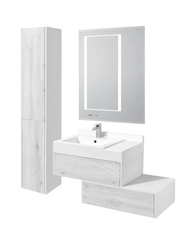 Тумба белый глянец/ольха наварра 79,6 см Акватон Сакура 1A236401SKW80