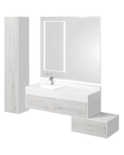 Тумба белый глянец/ольха наварра 119,6 см Акватон Сакура 1A219701SKW80