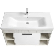 Тумба белый глянец/дуб крафт 99,2 см Акватон Флай 1A237501FAX10