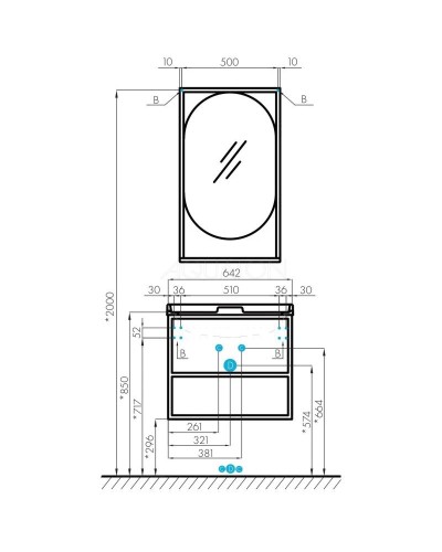 Тумба дуб кантри/черный 64,2 см Акватон Лофт Фабрик 1A242301LTDY0