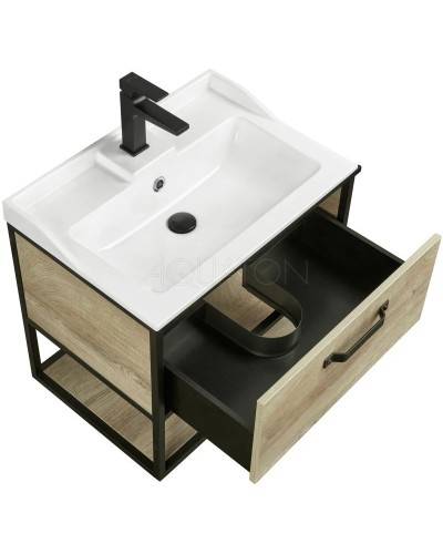 Тумба дуб эндгрейн/черный 64,2 см Акватон Лофт Фабрик 1A242301LTDU0