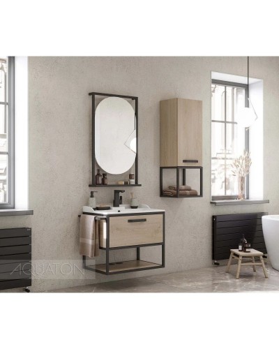 Тумба дуб эндгрейн/черный 64,2 см Акватон Лофт Фабрик 1A242301LTDU0