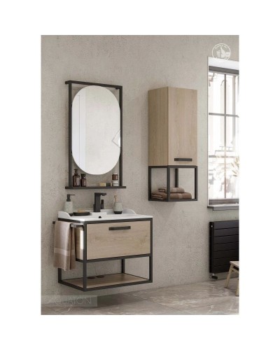 Тумба дуб эндгрейн/черный 64,2 см Акватон Лофт Фабрик 1A242301LTDU0