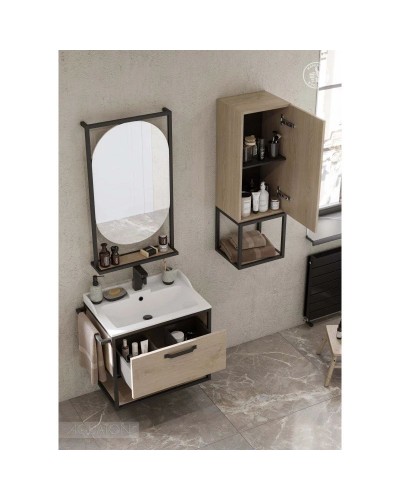 Тумба дуб эндгрейн/черный 64,2 см Акватон Лофт Фабрик 1A242301LTDU0