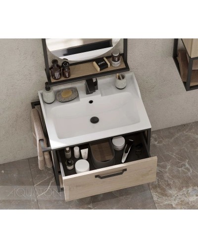 Тумба дуб эндгрейн/черный 64,2 см Акватон Лофт Фабрик 1A242301LTDU0