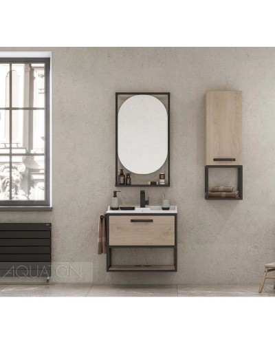 Тумба дуб эндгрейн/черный 64,2 см Акватон Лофт Фабрик 1A242301LTDU0